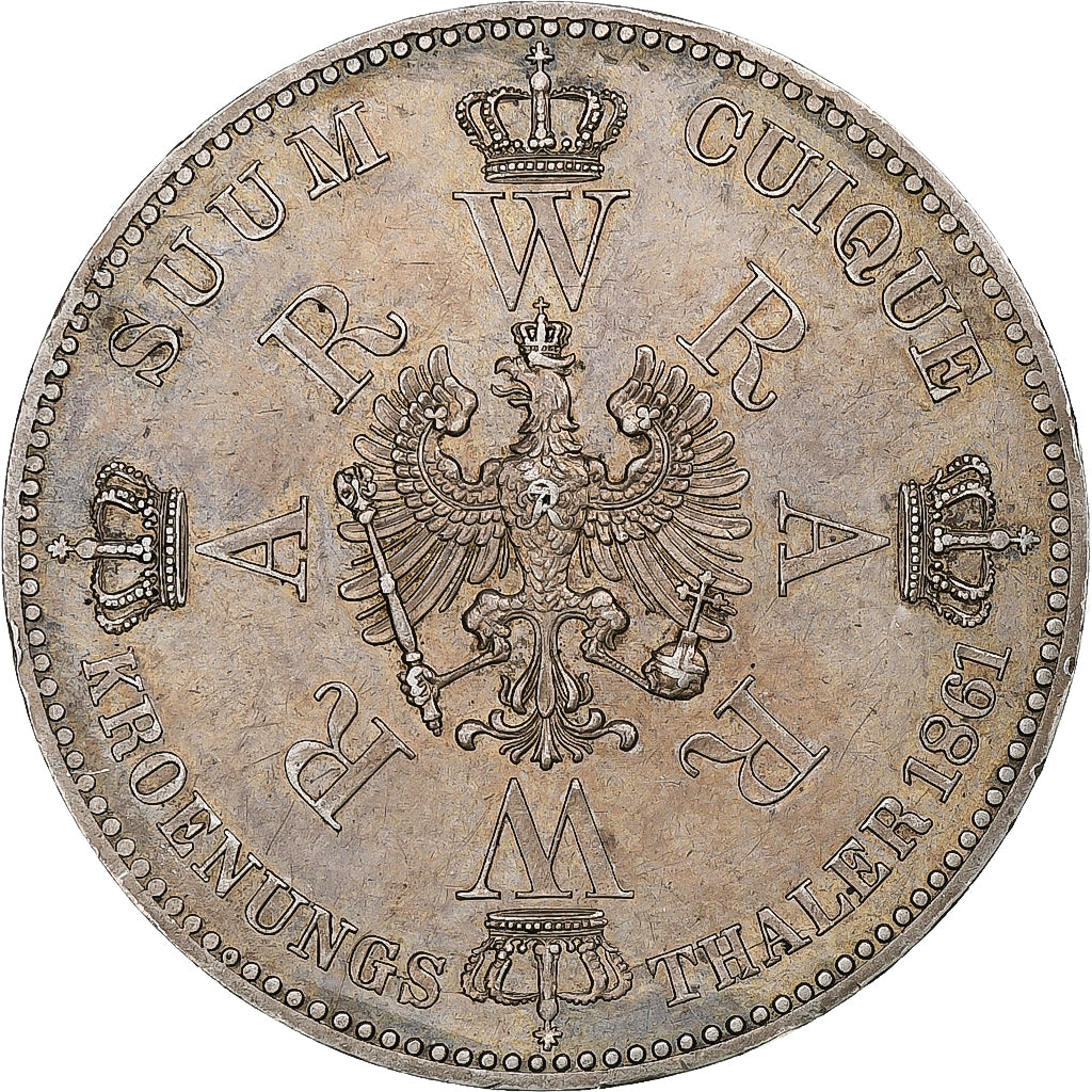 Germany, Kingdom of Prussia, Wilhelm I, Thaler, Coronation, 1861, Berlin