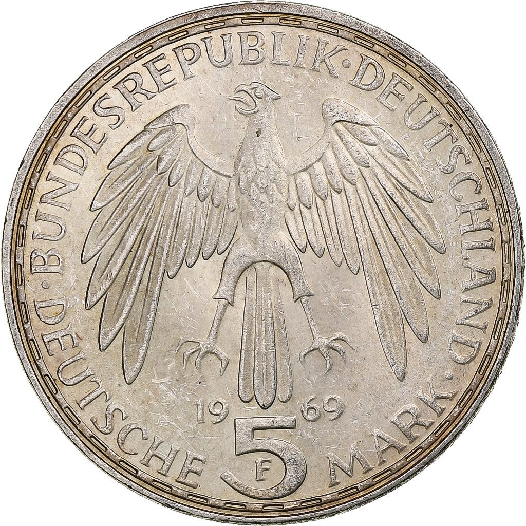 Germania, 5 Mark, Gerhard Mercator, 1969, Stuttgart, Argento, BB+, KM:126
