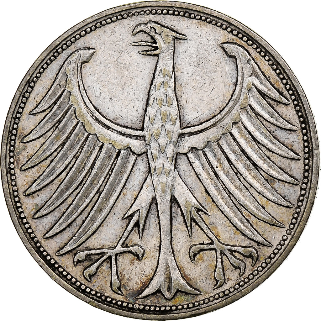Germania, 5 Mark, 1951, Stuttgart, Argento, BB, KM:112