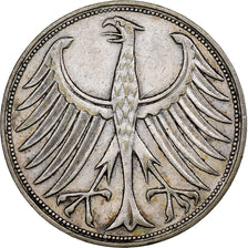 Alemania, 5 Mark, 1951, Stuttgart, Plata, MBC, KM:112