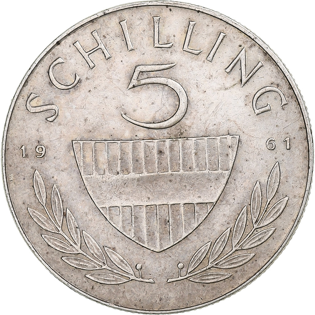 Áustria, 5 Schilling, 1961, Vienna, Prata, EF(40-45), KM:2889