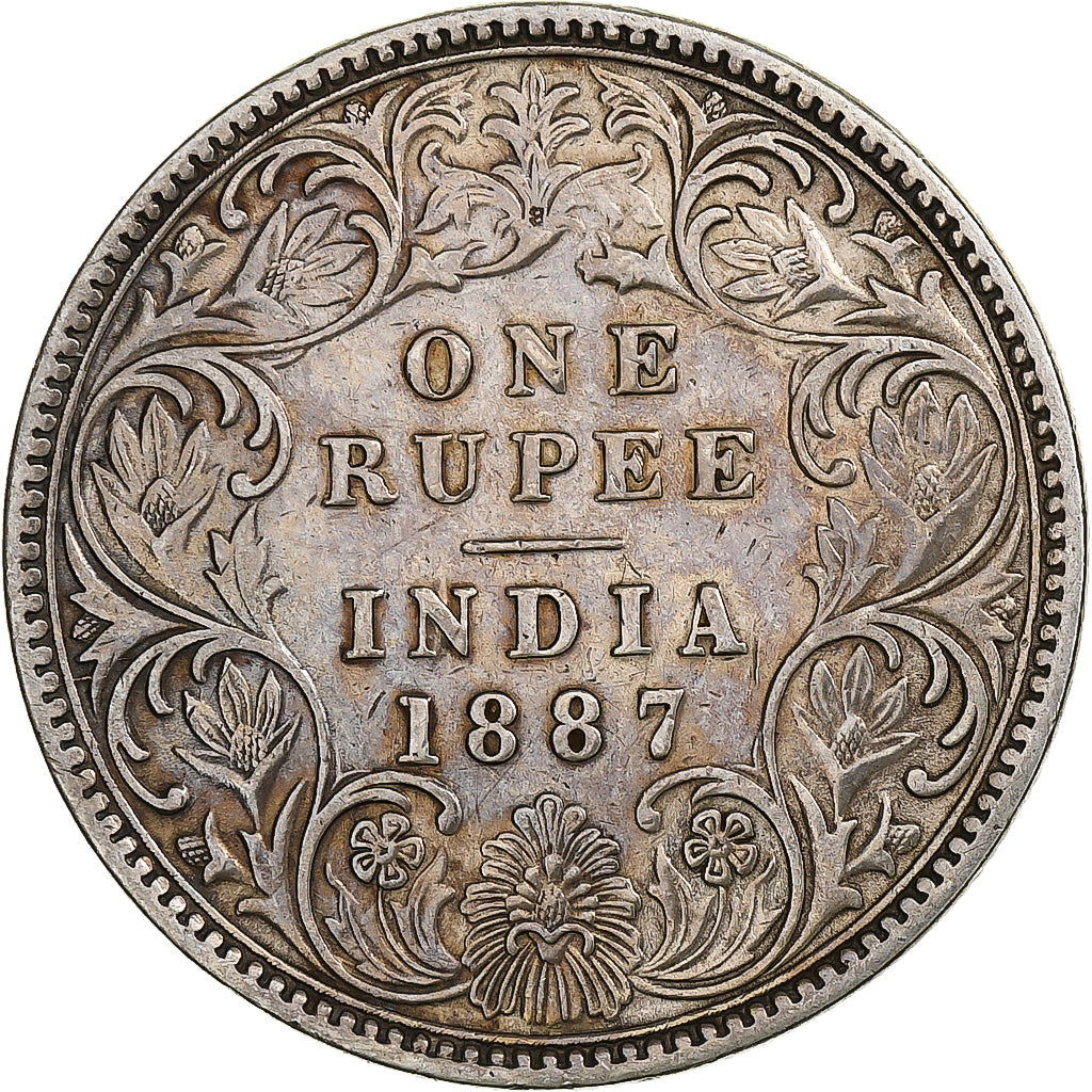 India-British, Victoria, Rupee, 1887, Bombay, Silver, EF(40-45), KM:492