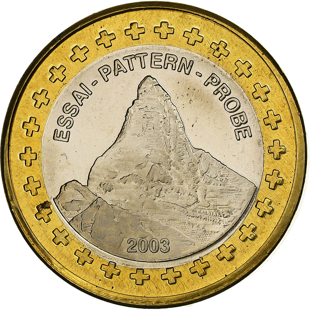 Suisse, Euro, Fantasy euro patterns, Essai-Trial, BE, 2003, Bimétallique, FDC