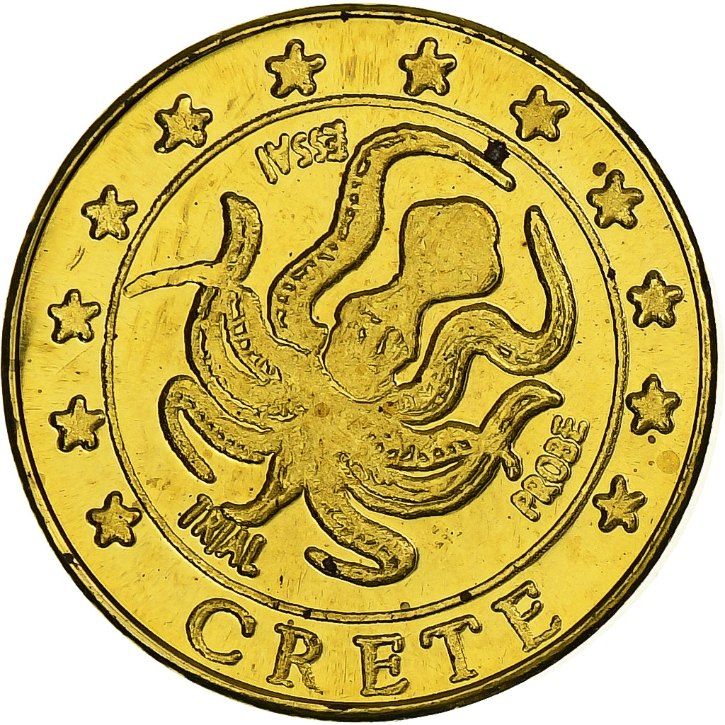 Crête, 10 Euro Cent, Fantasy euro patterns, Essai-Trial, BE, 2004, Laiton, FDC