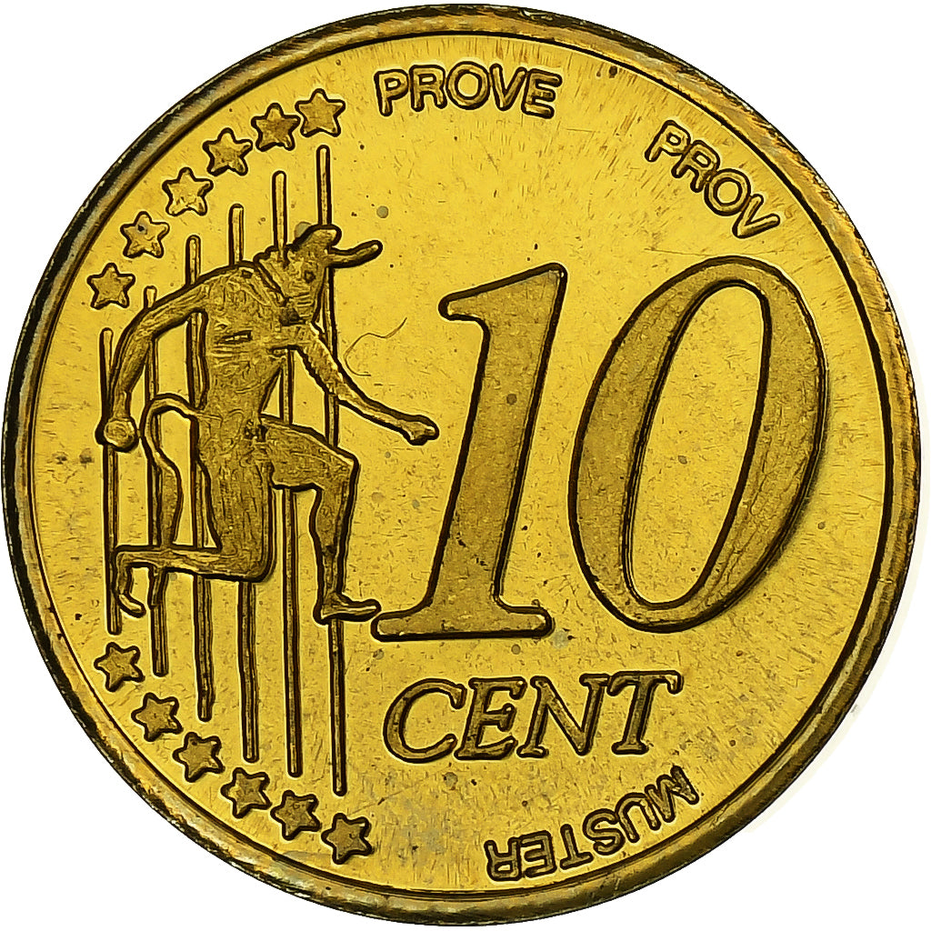 Crête, 10 Euro Cent, Fantasy euro patterns, Essai-Trial, BE, 2004, Laiton, FDC