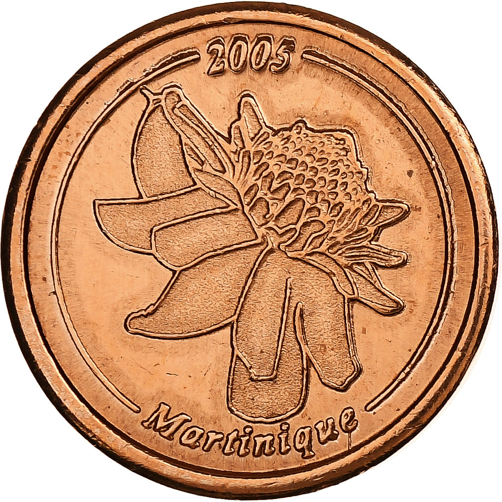 Martinique, 2 Euro Cent, Fantasy euro patterns, Essai-Trial, BE, 2005, Cuivre