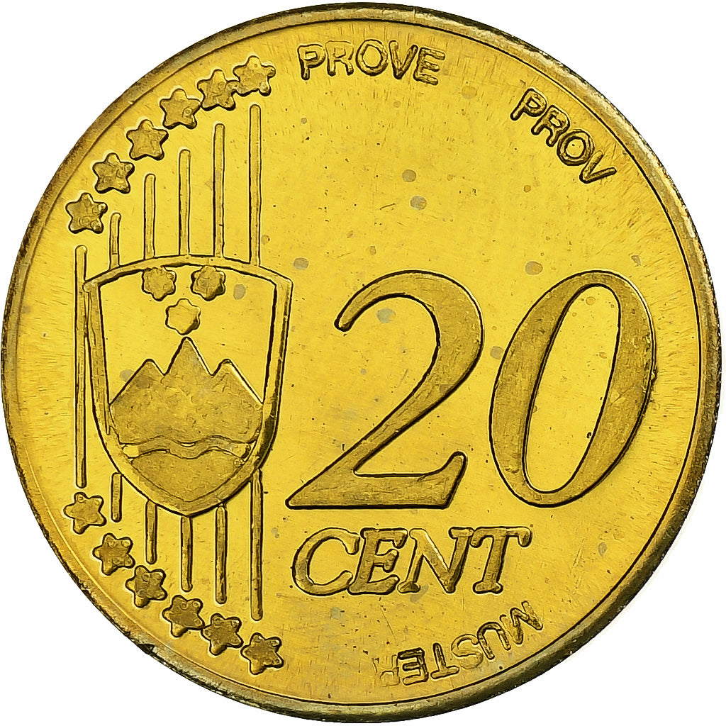 Slovénie, 20 Euro Cent, Fantasy euro patterns, Essai-Trial, BE, Laiton, FDC