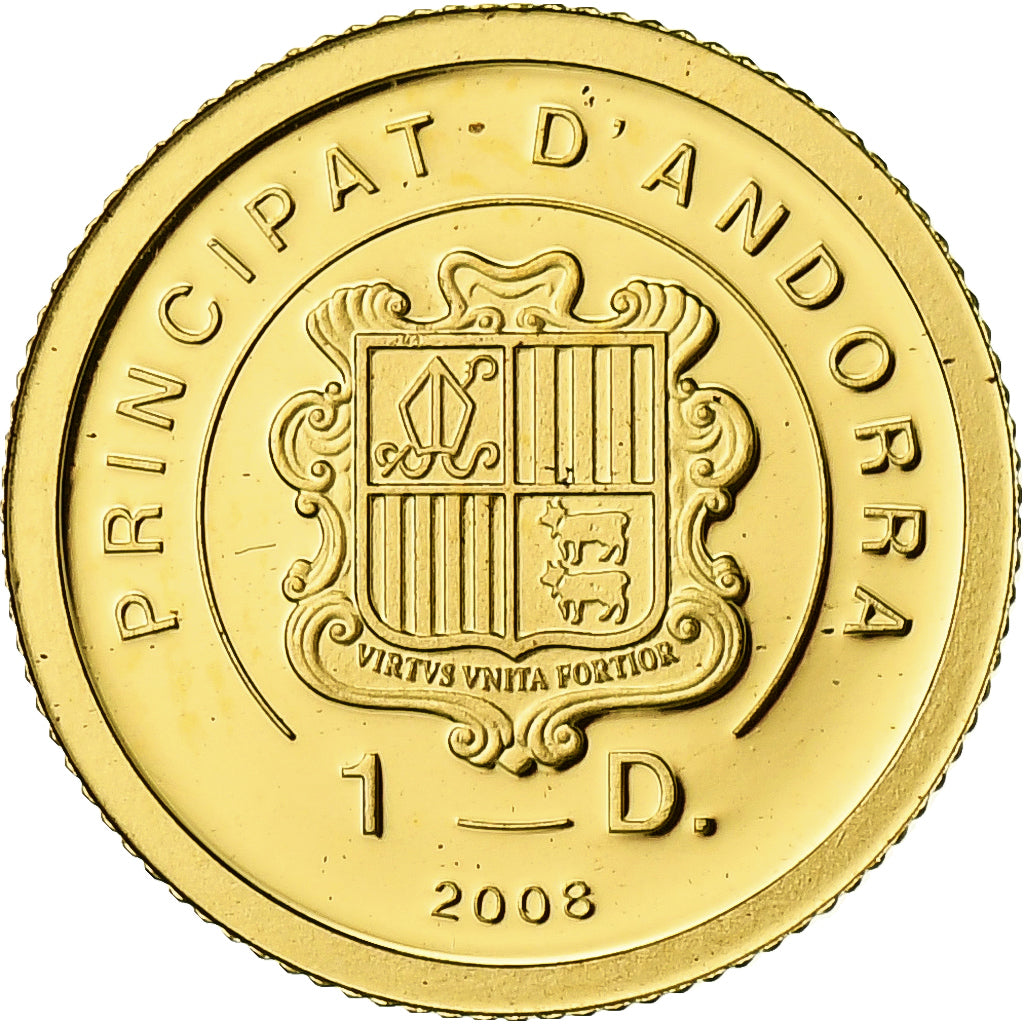 Andorra, Diner, Vénus de Milo, 2008, Proof, Gold, MS(65-70), KM:411