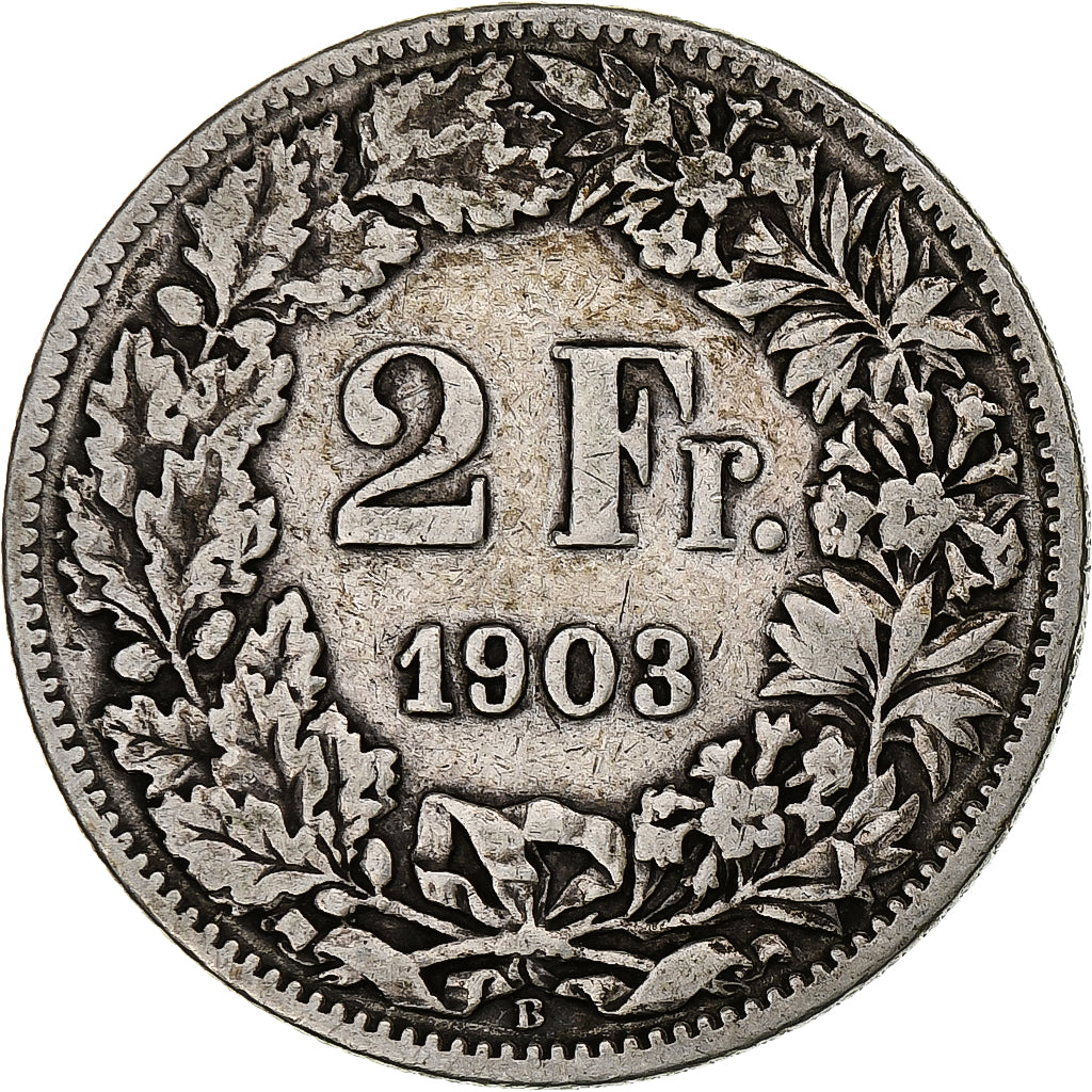 Switzerland, 2 Francs, Helvetia, 1903, Bern, Silver, VF(30-35), KM:21