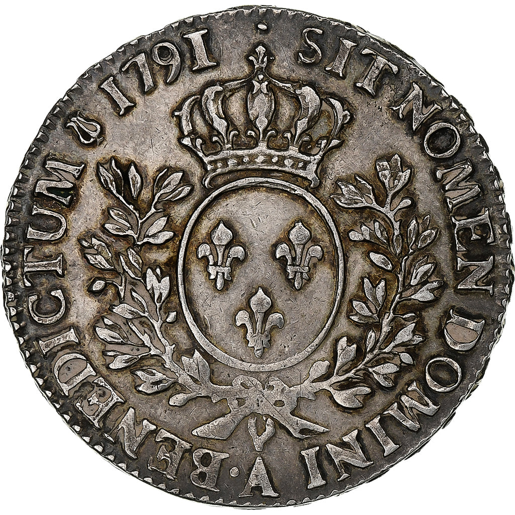 France, Louis XVI, 1/2 Ecu, 1791, Paris, 2nd semestre, léopard, Silver