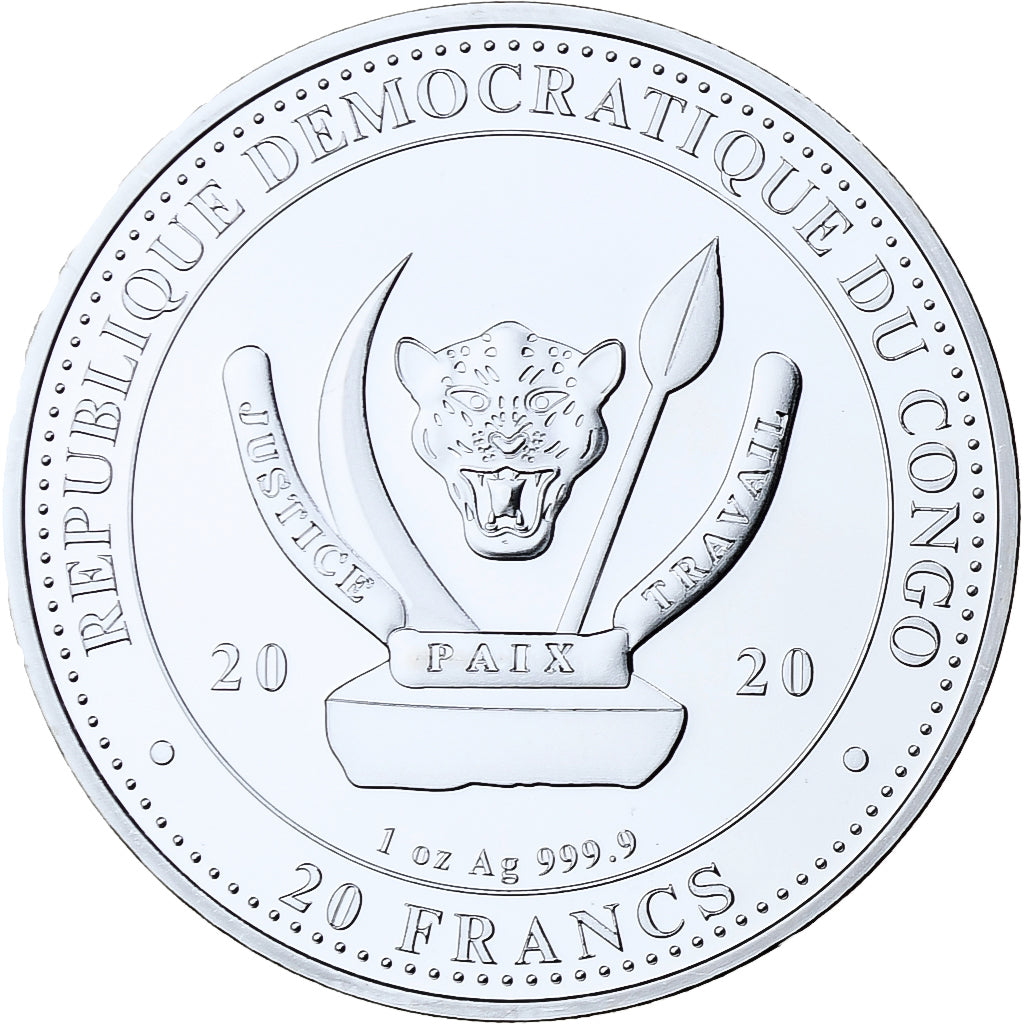 Congo Democratic Republic, 20 Francs, The Whale, 2020, Proof, Silver, MS(65-70)