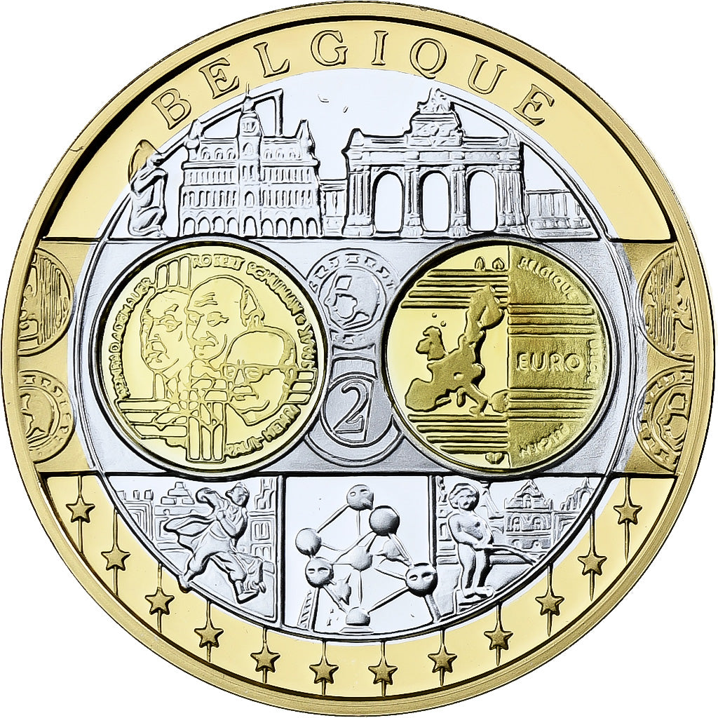 France, Medal, Europa, Belgique, Silver, Proof, MS(65-70)