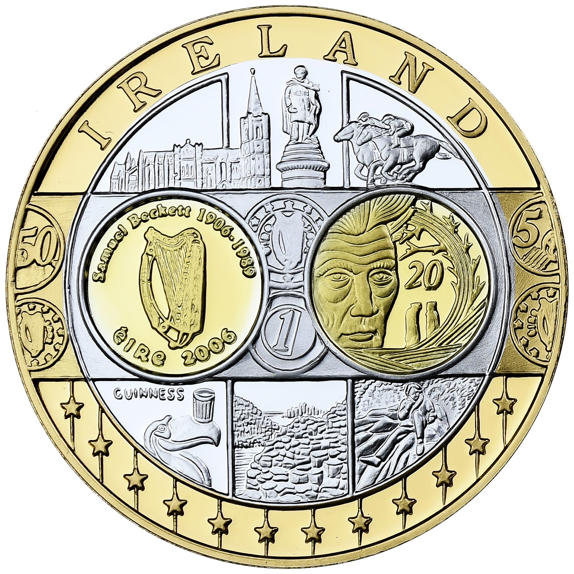 France, Medal, Europa, Ireland, Silver, Proof, MS(65-70)