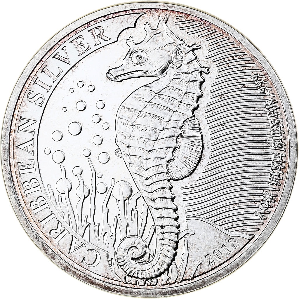 Barbados, 1 Dollar, 1 Oz, Seahorse, 2018, Sunshine Mint, Proof, Silver