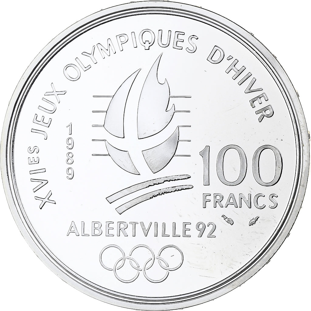 Francia, 100 Francs, 1992 Olympics, Albertville, Alpine Skiing, 1989, MDP, FS