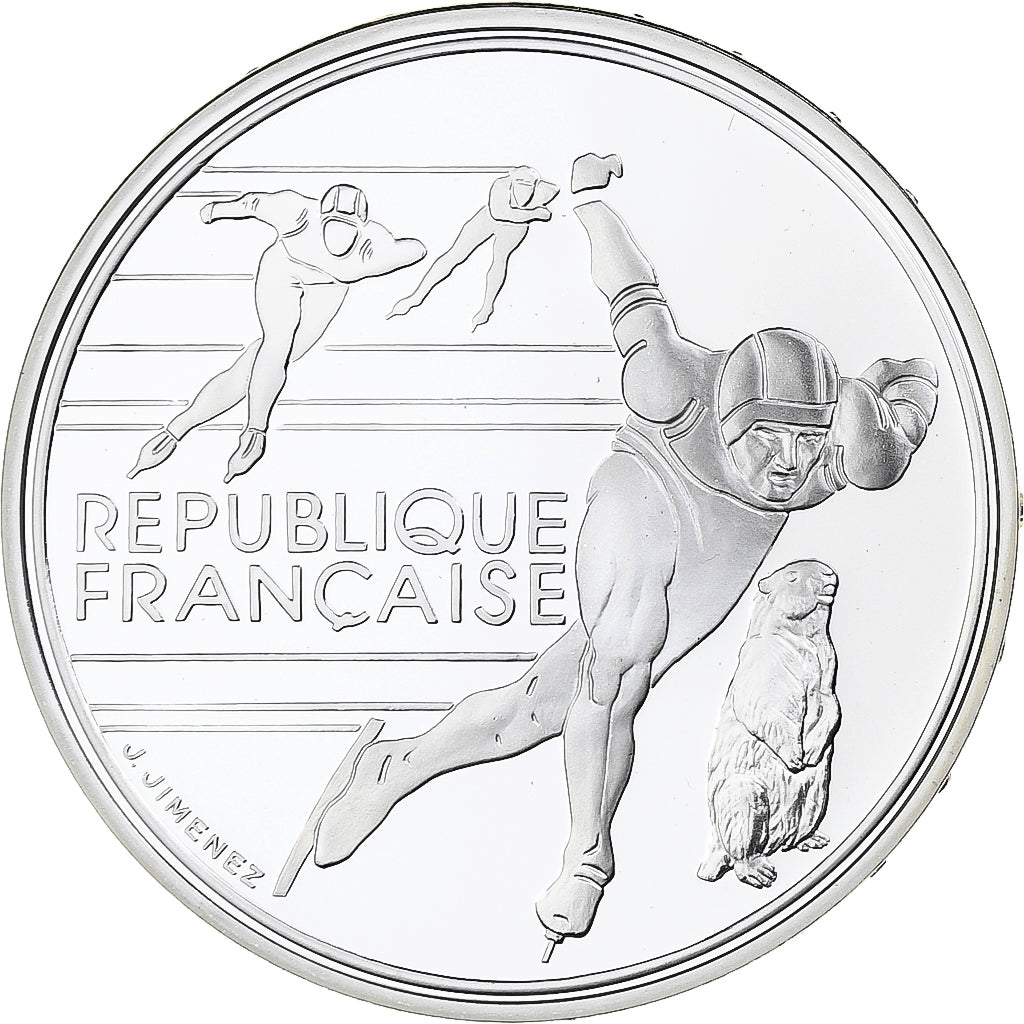 France, 100 Francs, 1992 Olympics, Albertville, Speed Skating, 1990, MDP, Proof