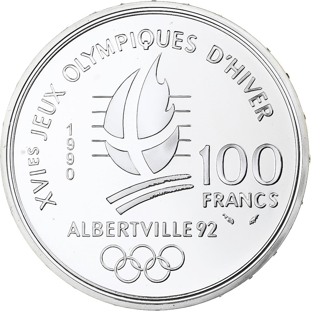 France, 100 Francs, 1992 Olympics, Albertville, Speed Skating, 1990, MDP, Proof