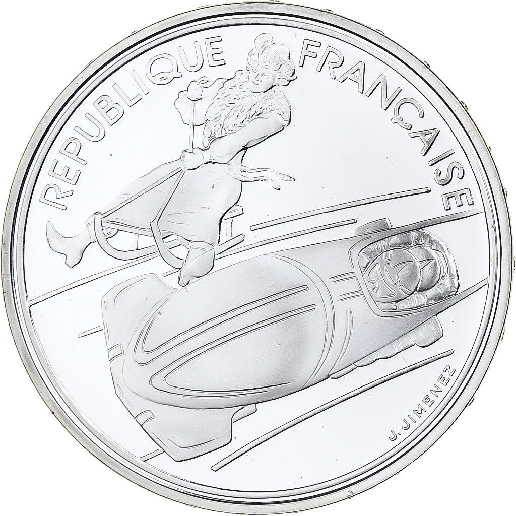France, 100 Francs, 1992 Olympics, Albertville, Bobsledding, 1990, MDP, Proof