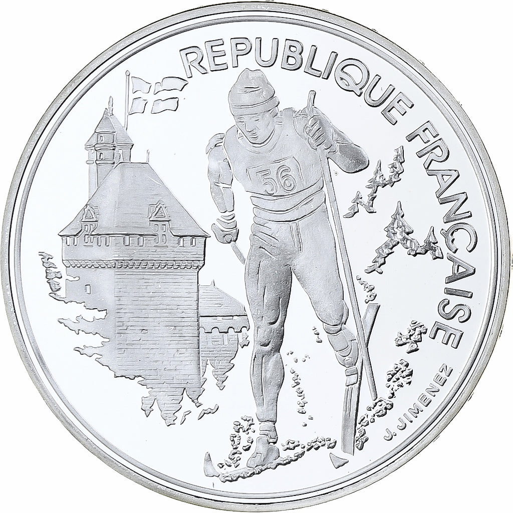 Francia, 100 Francs, 1992 Olympics, Albertville, Cross-country Skiing, 1990