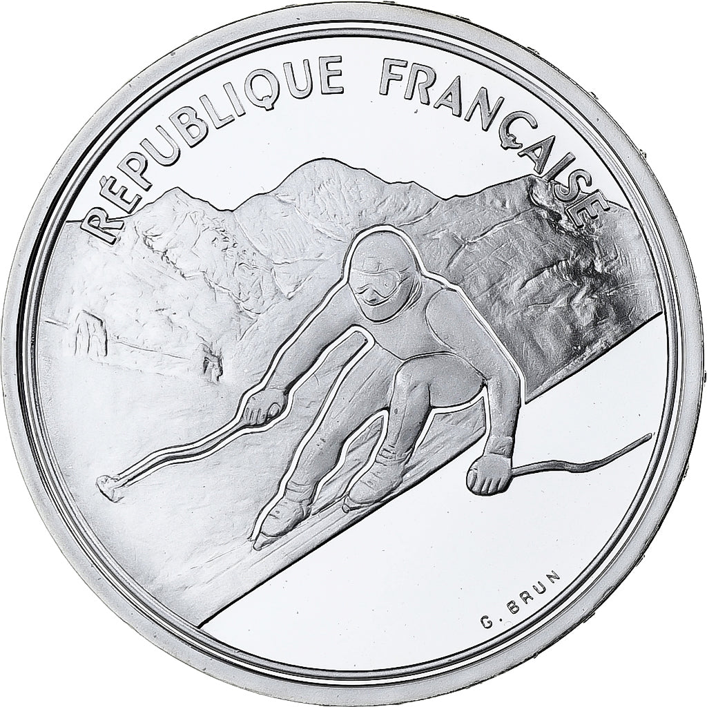 Frankrijk, 100 Francs, 1992 Olympics, Albertville, Alpine Skiing, 1989, MDP