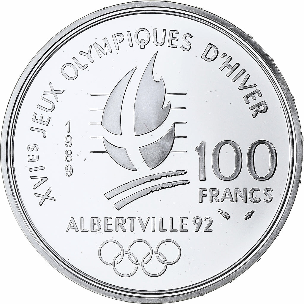 Frankrijk, 100 Francs, 1992 Olympics, Albertville, Alpine Skiing, 1989, MDP