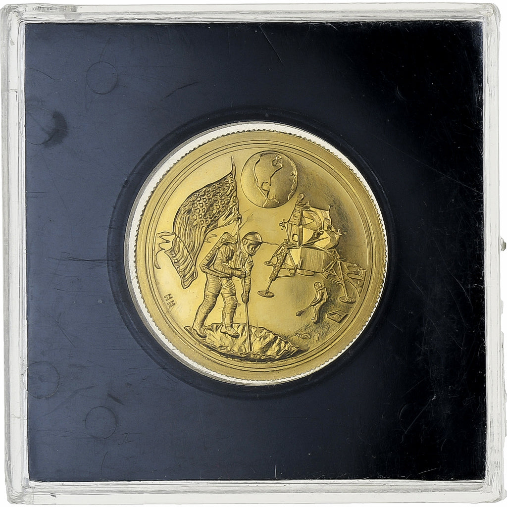France, Medal, Landing on the Moon, Monnaie de Paris, Gold, Proof, MS(63)
