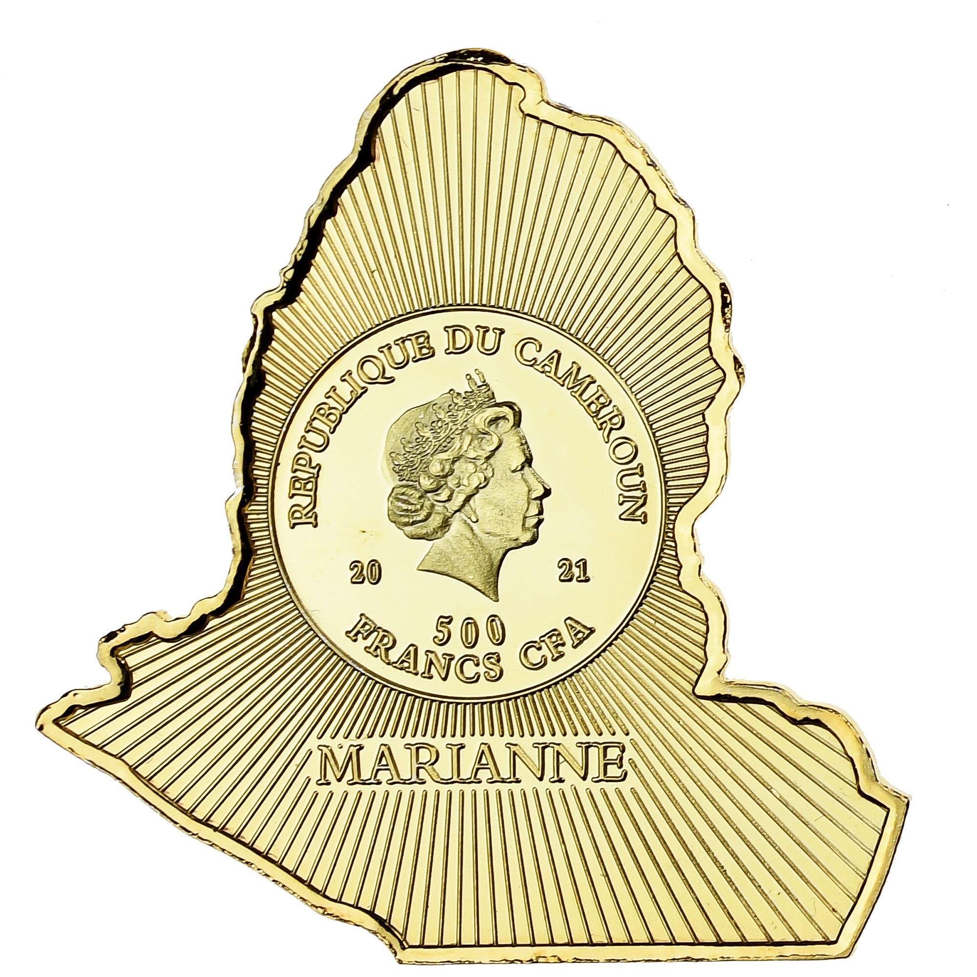 Camerun, Elizabeth II, 500 Francs CFA, Marianne, 2021, Doratura in rame-nichel
