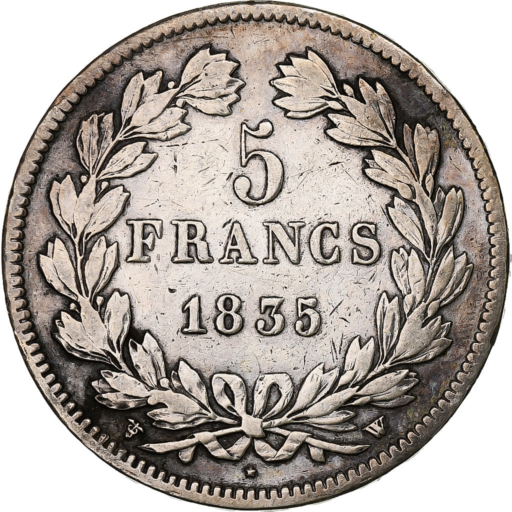 France, Louis-Philippe, 5 Francs, 1835, Lille, Silver, VF(30-35), KM:749.13
