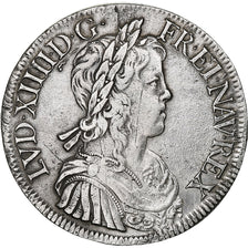 France, Louis XIV, Écu à la mèche longue, 1653, Paris, Silver, EF(40-45)