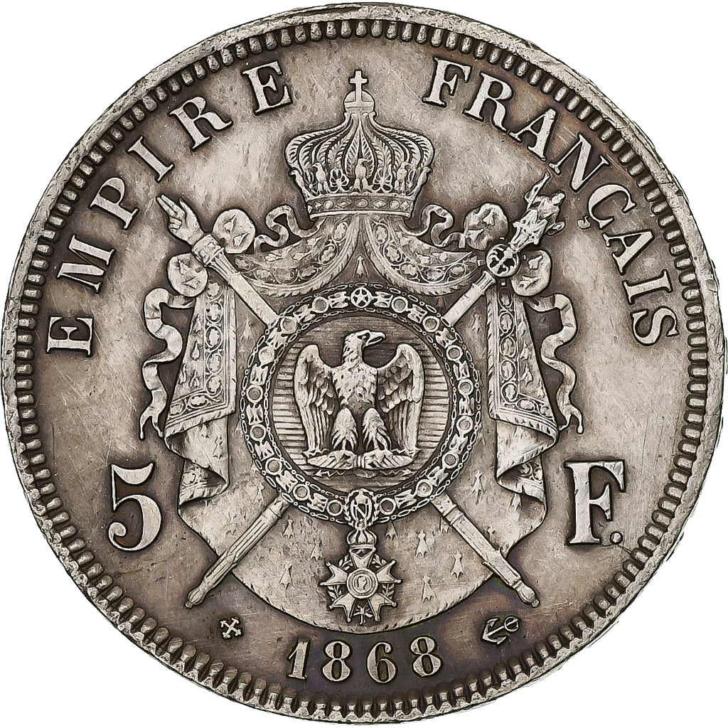 France, Napoléon III, 5 Francs, 1868, Strasbourg, Argent, SUP, Gadoury:739