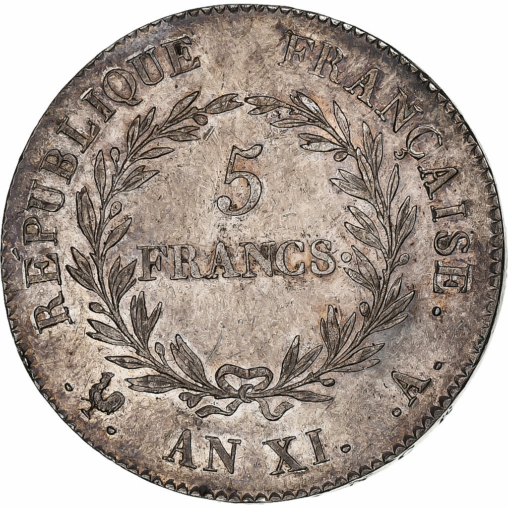 France, Bonaparte Premier Consul, 5 Francs, An XI, Paris, Argent, TTB+