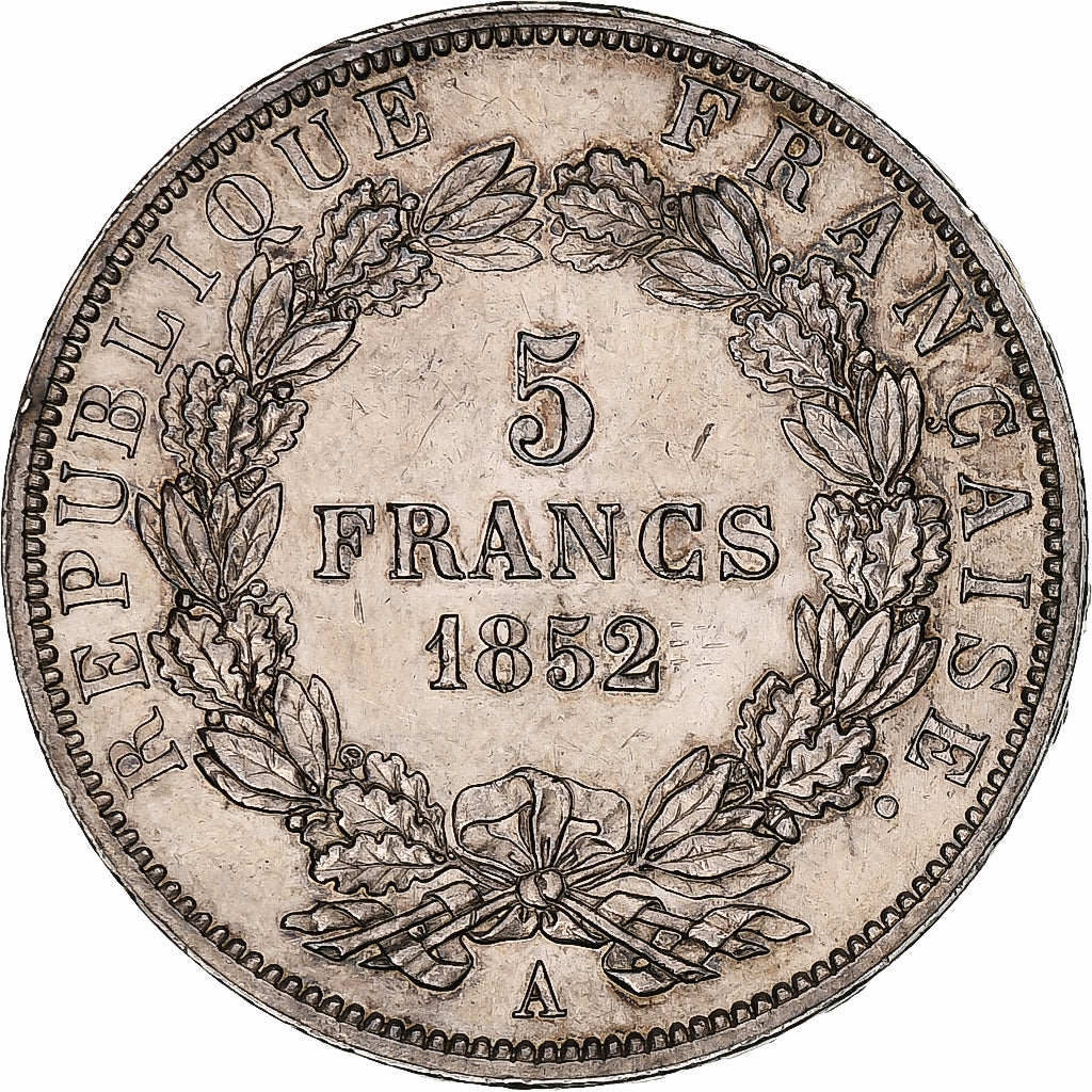 France, Napoléon III, 5 Francs, 1852, Paris, Argent, TTB+, Gadoury:726