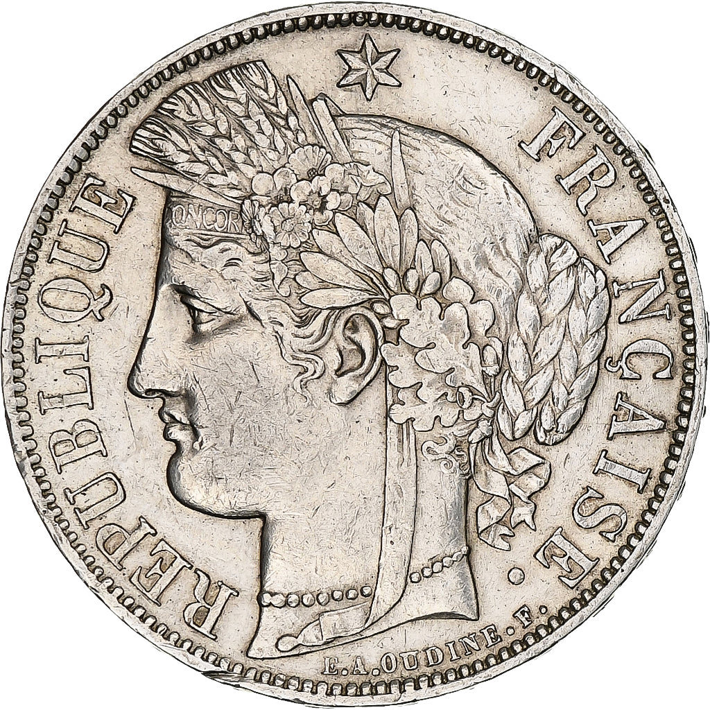 France, 5 Francs, Cérès, 1870, Paris, sans légende, Argent, TTB+