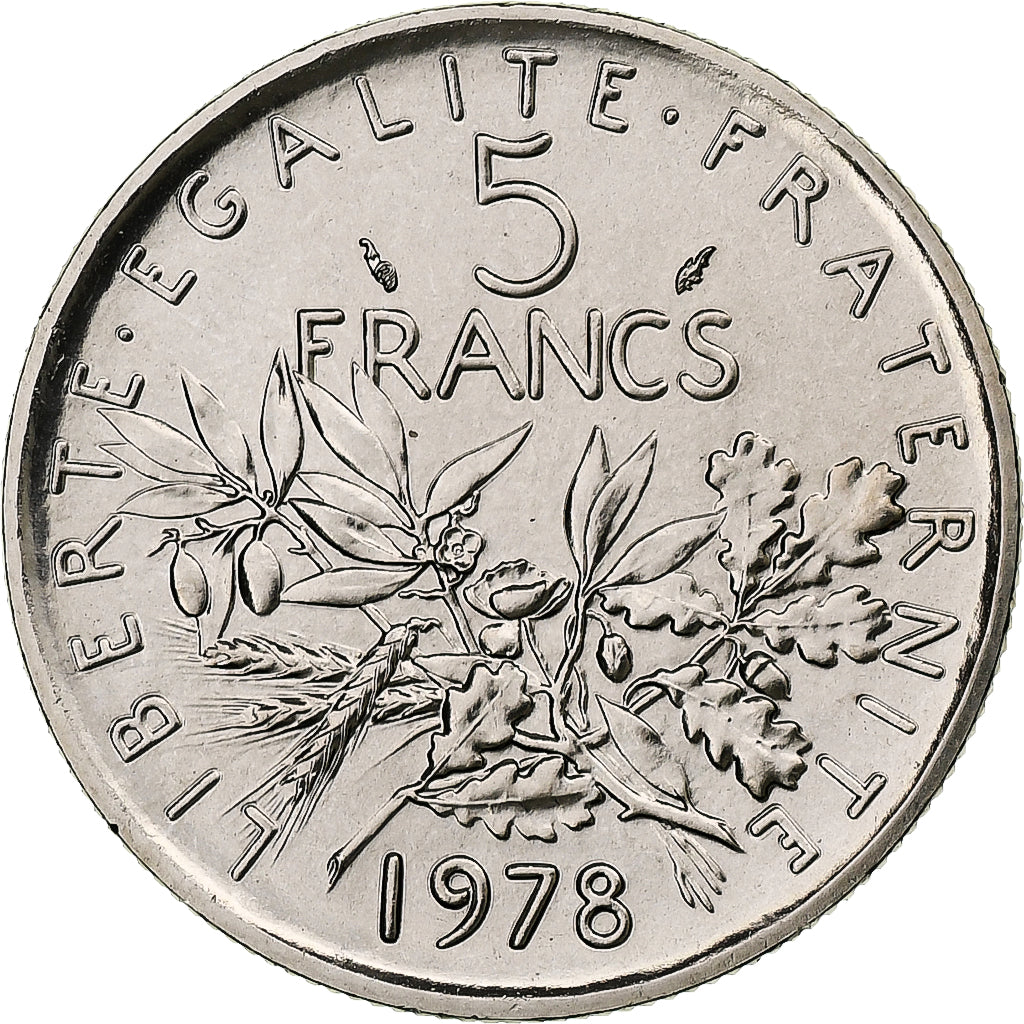 France, 5 Francs, Semeuse, 1978, Monnaie de Paris, série FDC, Copper-nickel