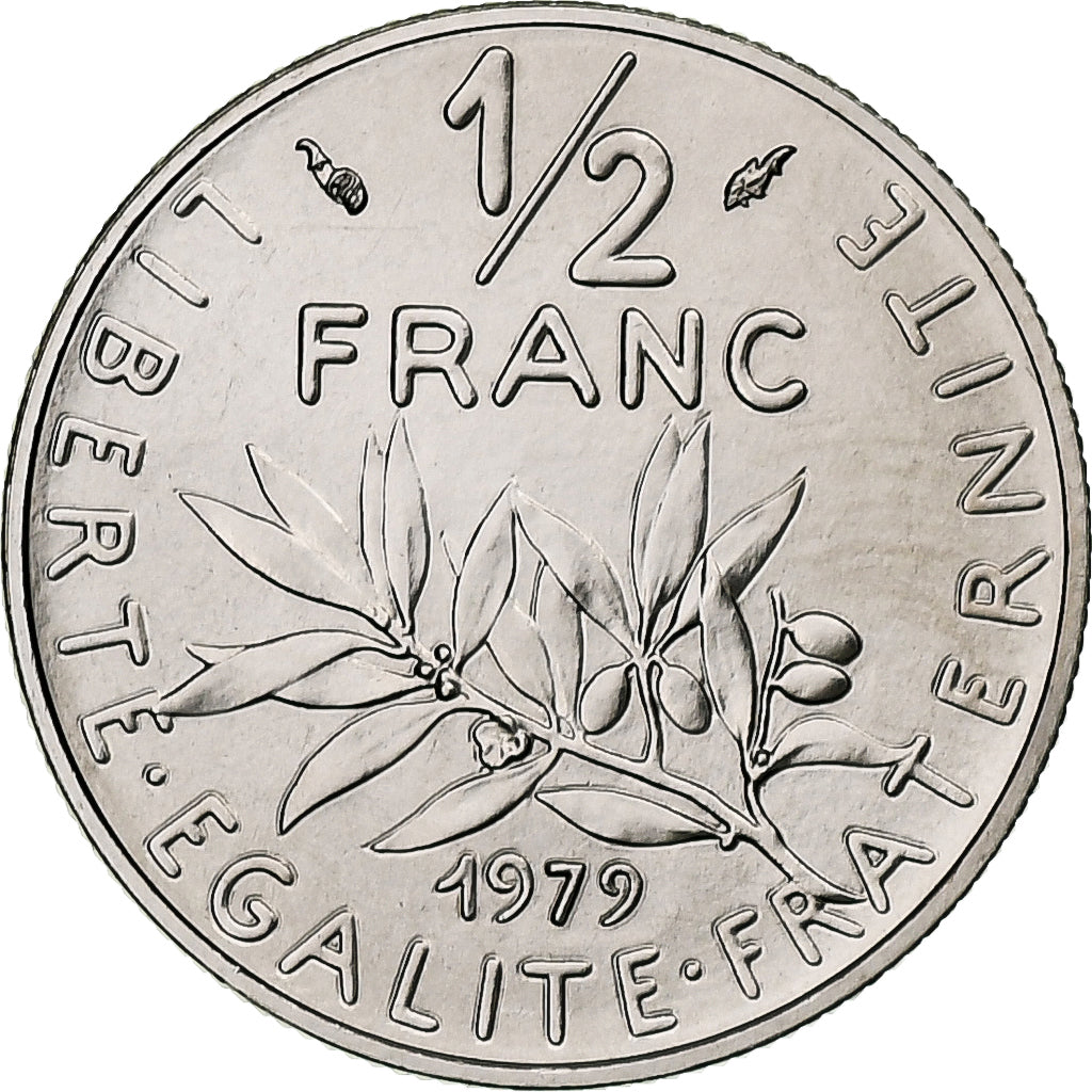 Francja, 1/2 Franc, Semeuse, 1979, Monnaie de Paris, série FDC, Nikiel