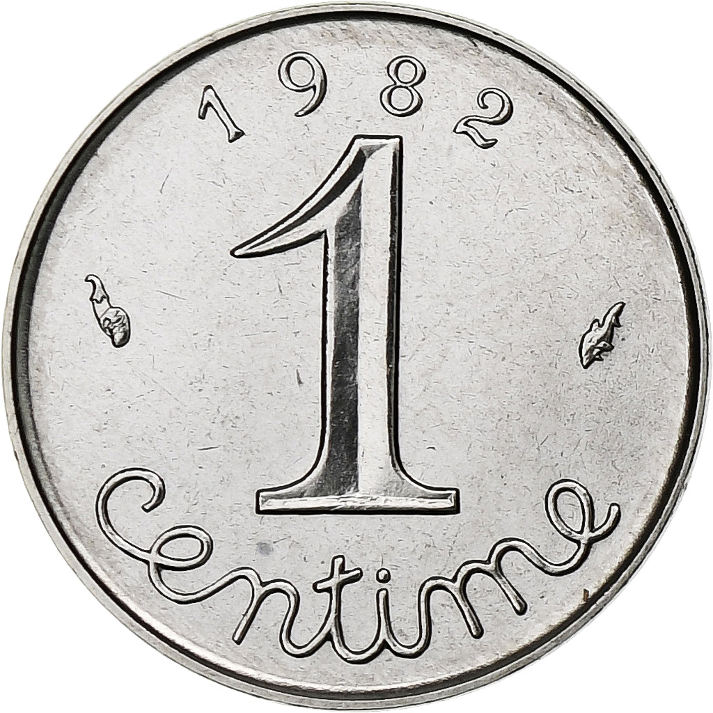 Francja, Centime, Épi, 1982, Monnaie de Paris, série FDC, Stal nierdzewna