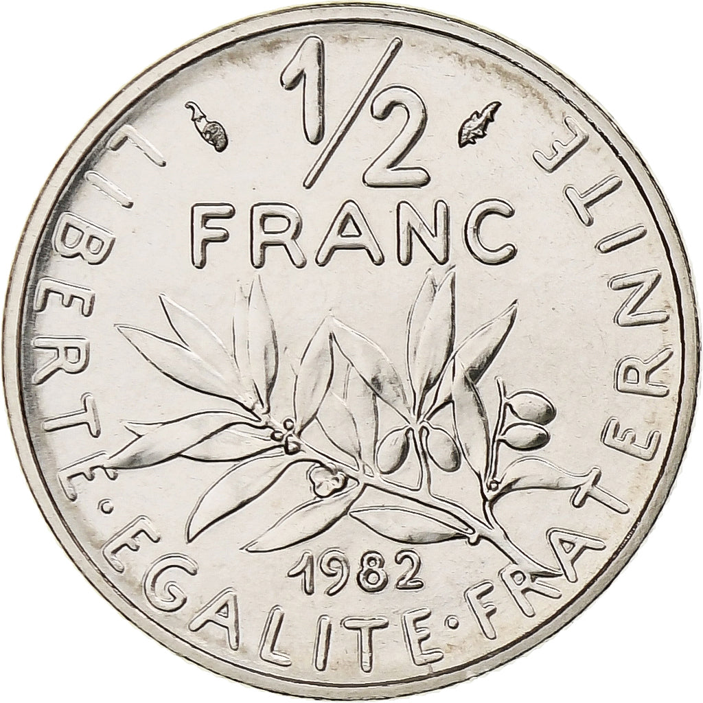 Frankrijk, 1/2 Franc, Semeuse, 1982, Monnaie de Paris, série FDC, Nickel, FDC