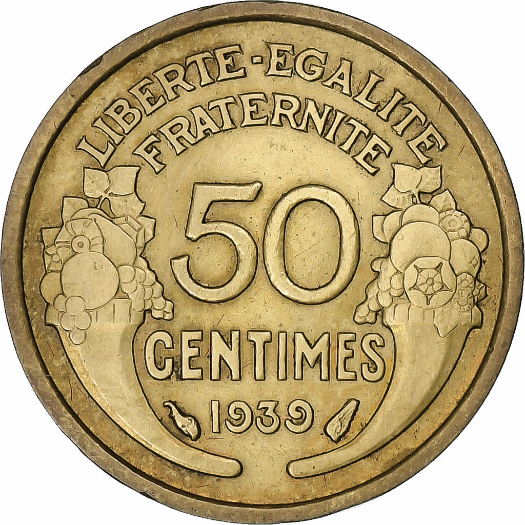 Francia, 50 Centimes, Morlon, 1939, Paris, Cuproaluminio, BC+, Gadoury:423