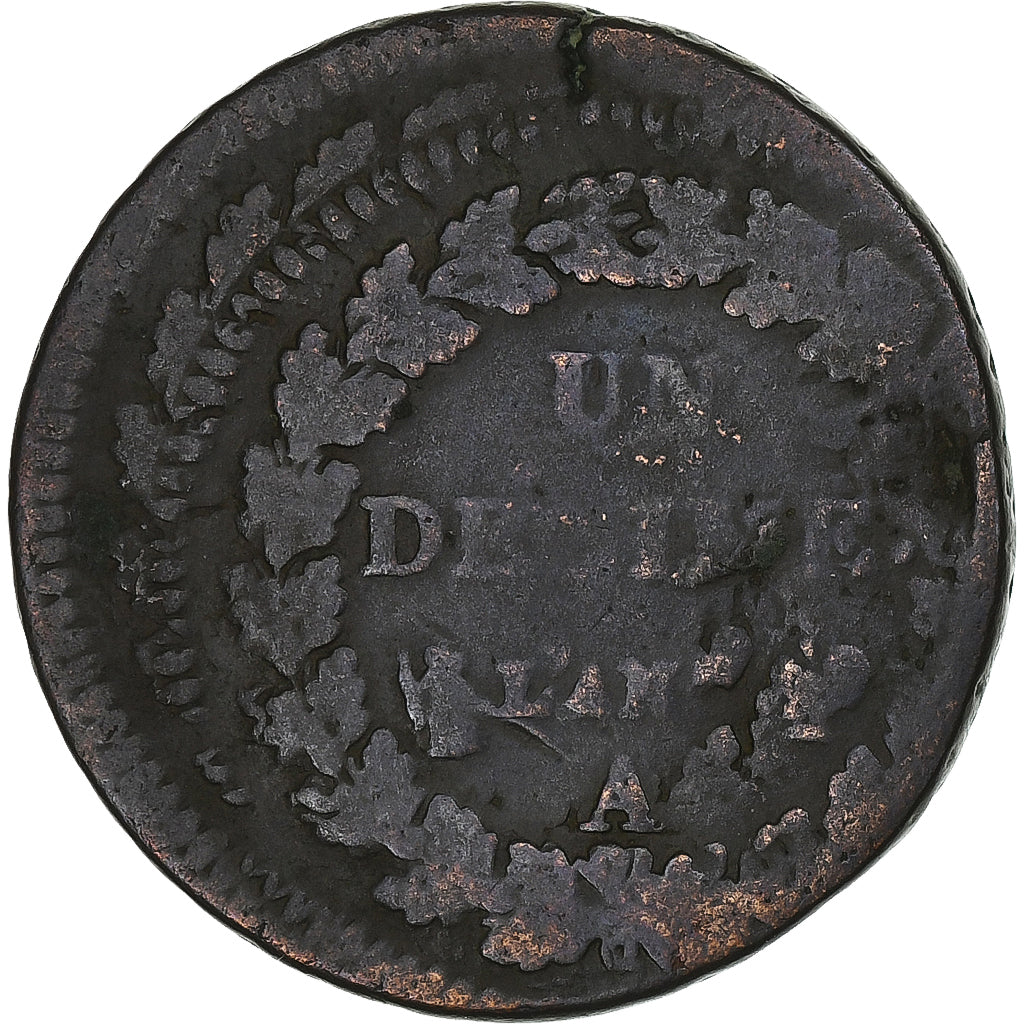 Francia, Decime, Dupré, Paris, fautée - désaxée, Cuivre, BC+, Gadoury:187