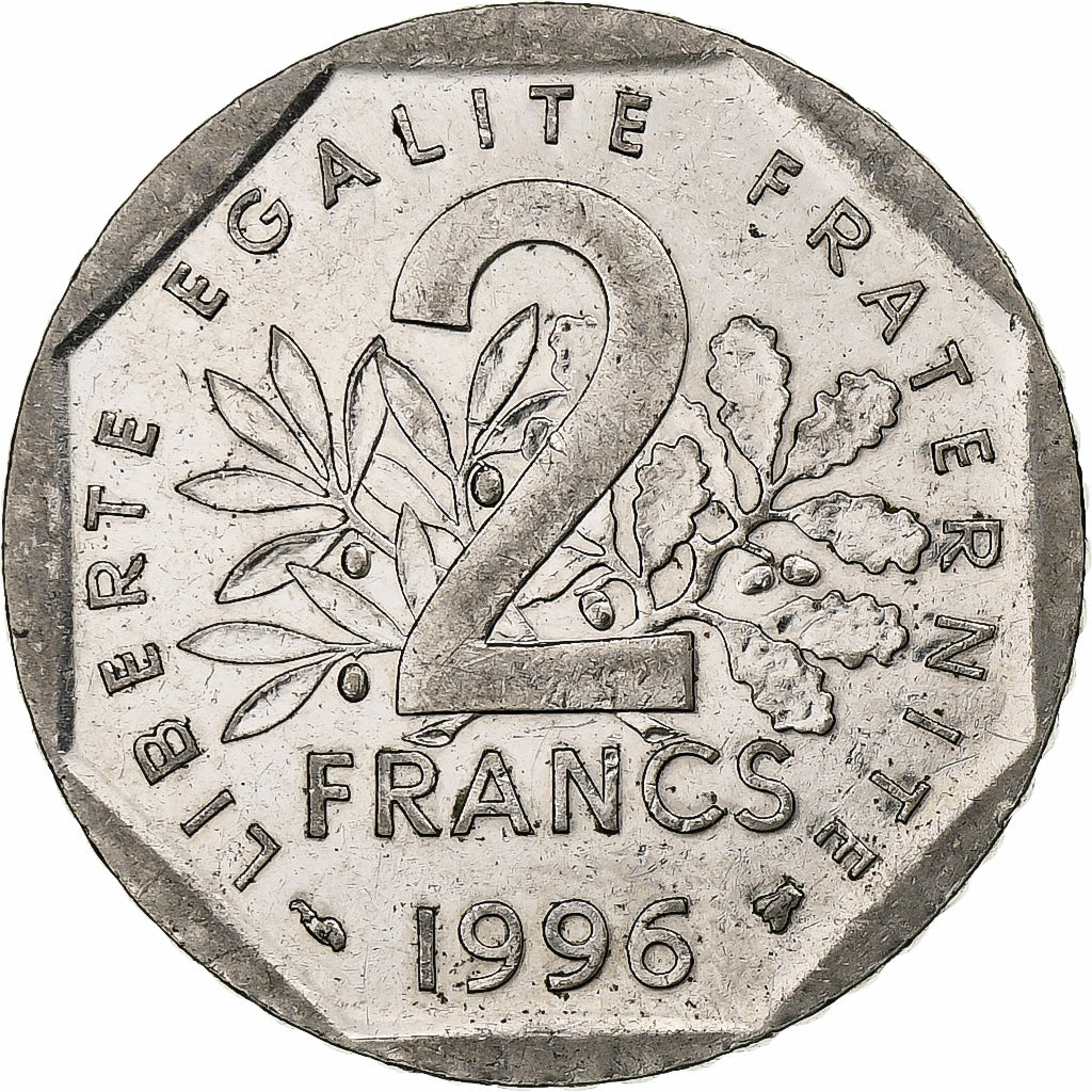 Frankreich, 2 Francs, Semeuse, 1996, Paris, PP, Nickel, SS, Gadoury:547b