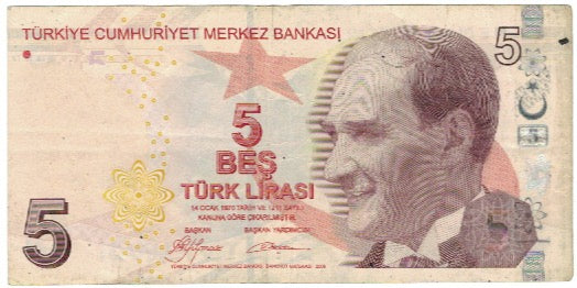 Billete, 5 Lira, Turquía, KM:222, MBC