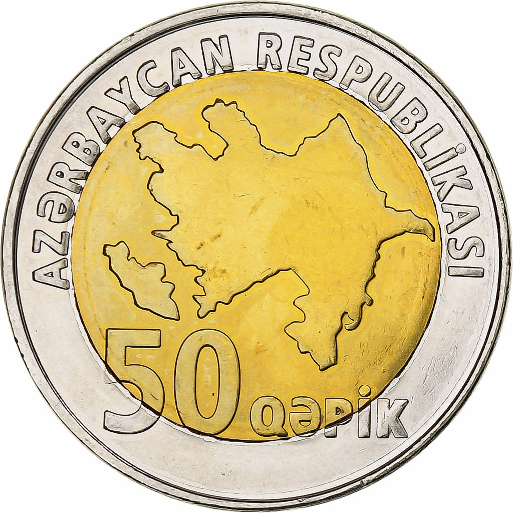 Azerbaijan, 50 qepik, Bi-Metallic, AU(55-58)