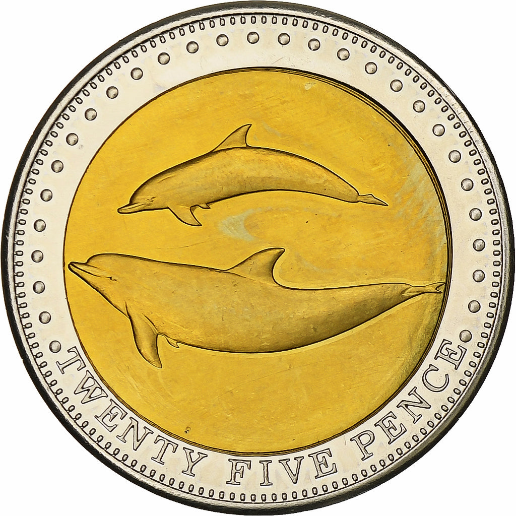 Tristan Da Cunha, Elizabeth II, 25 Pence, 2008, Bi-Metallic, AU(55-58)
