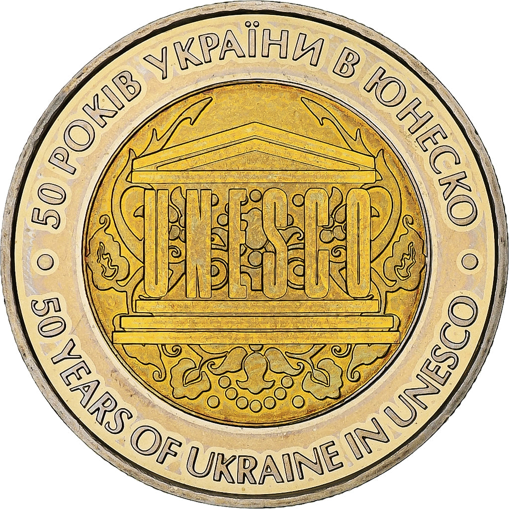 Ukraina, 5 Hryven, 50 years of Ukraine in UNESCO, 2004, Kyiv, Bimetaliczny