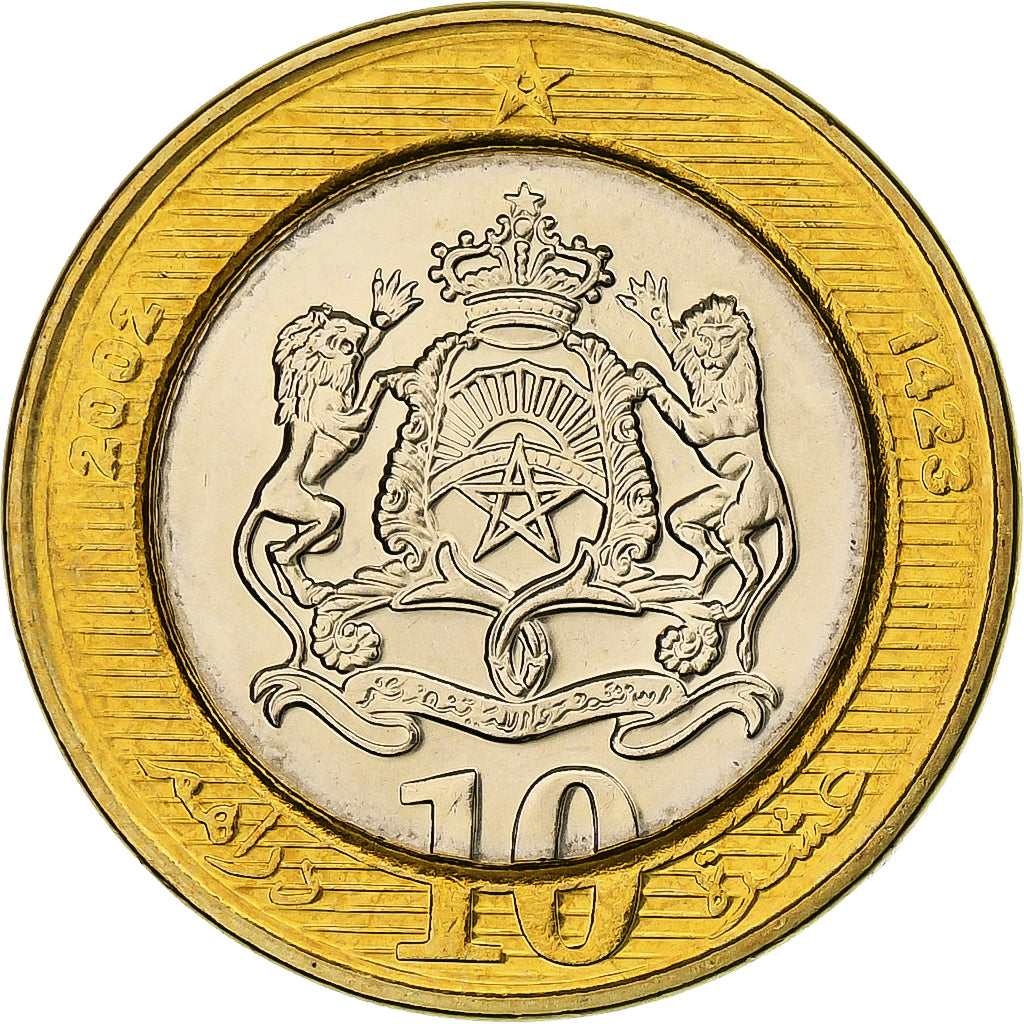 Marokko, 10 Dirhams, 2002, Bi-Metallic, VZ+