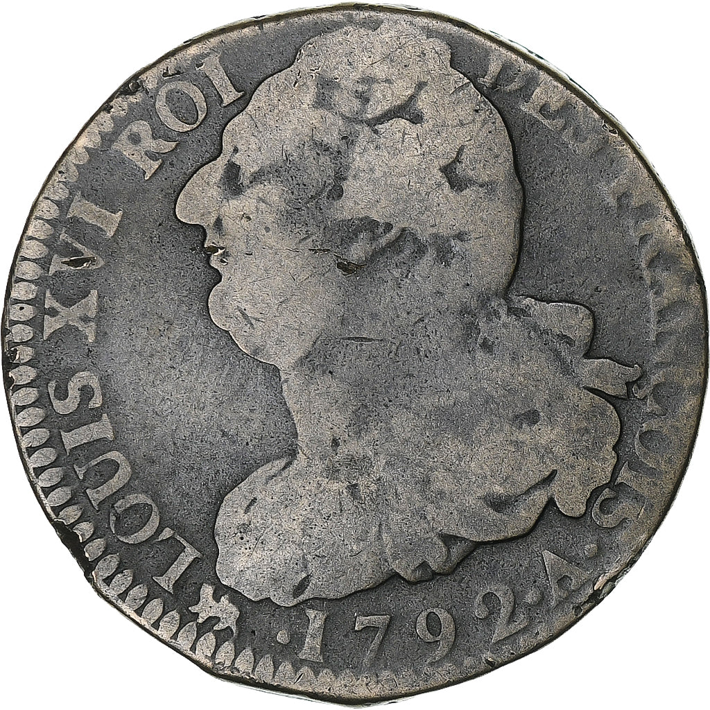 France, Louis XVI, 2 sols François, 1792 / AN 4, Paris, Métal de cloche