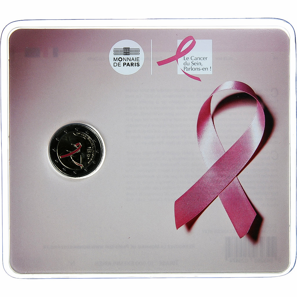 Francja, 2 Euro, cancer du sein, 2017, Monnaie de Paris, BU, colorisée