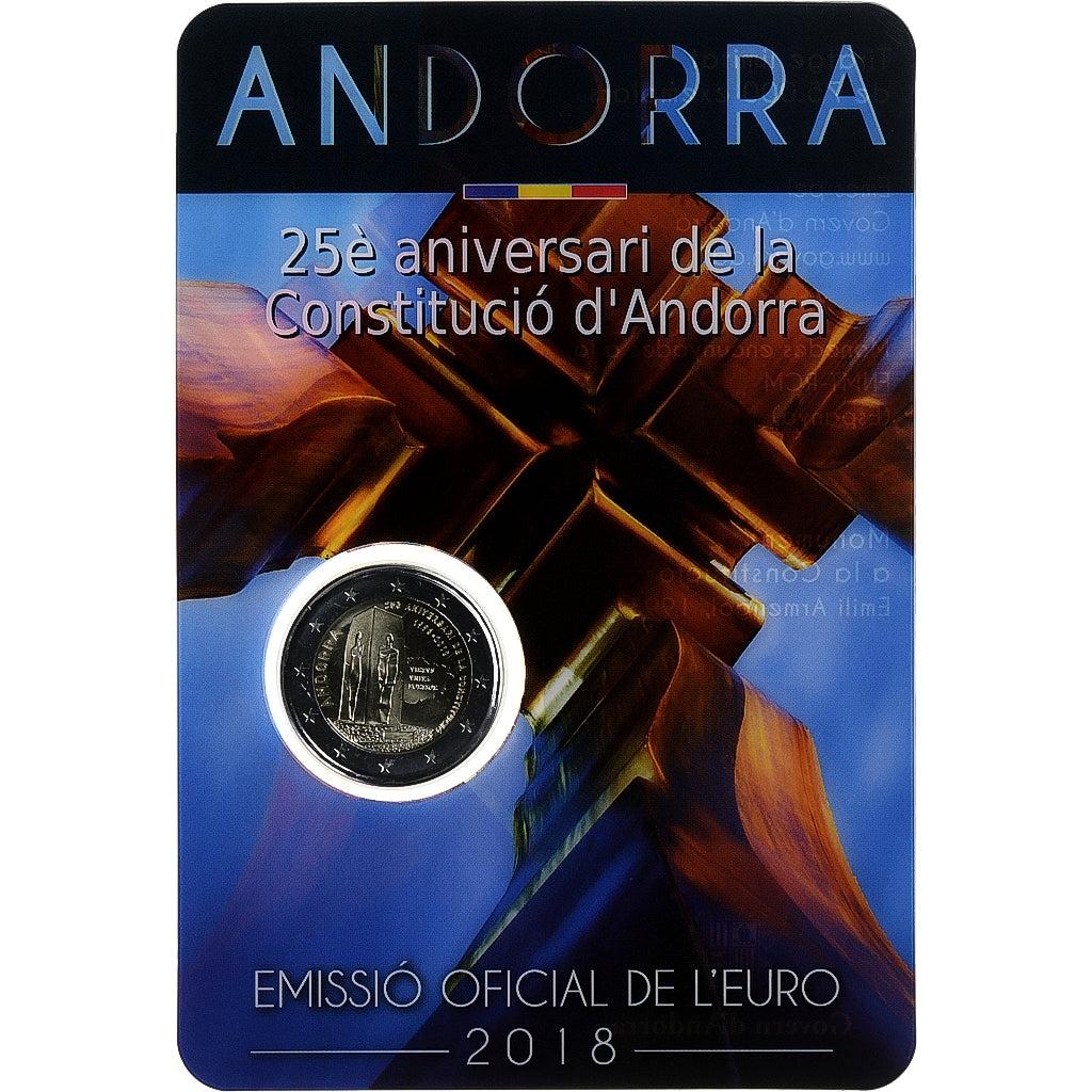 Andorra, 2 Euro, 25 years of Constitution, 2018, BU, MS(65-70), Bi-Metallic