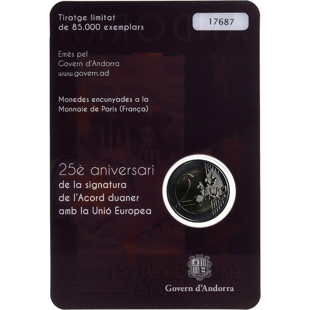Andorra, 2 Euro, 25ème anniversaire de l'accord douanier avec l'UE, 2015, Coin