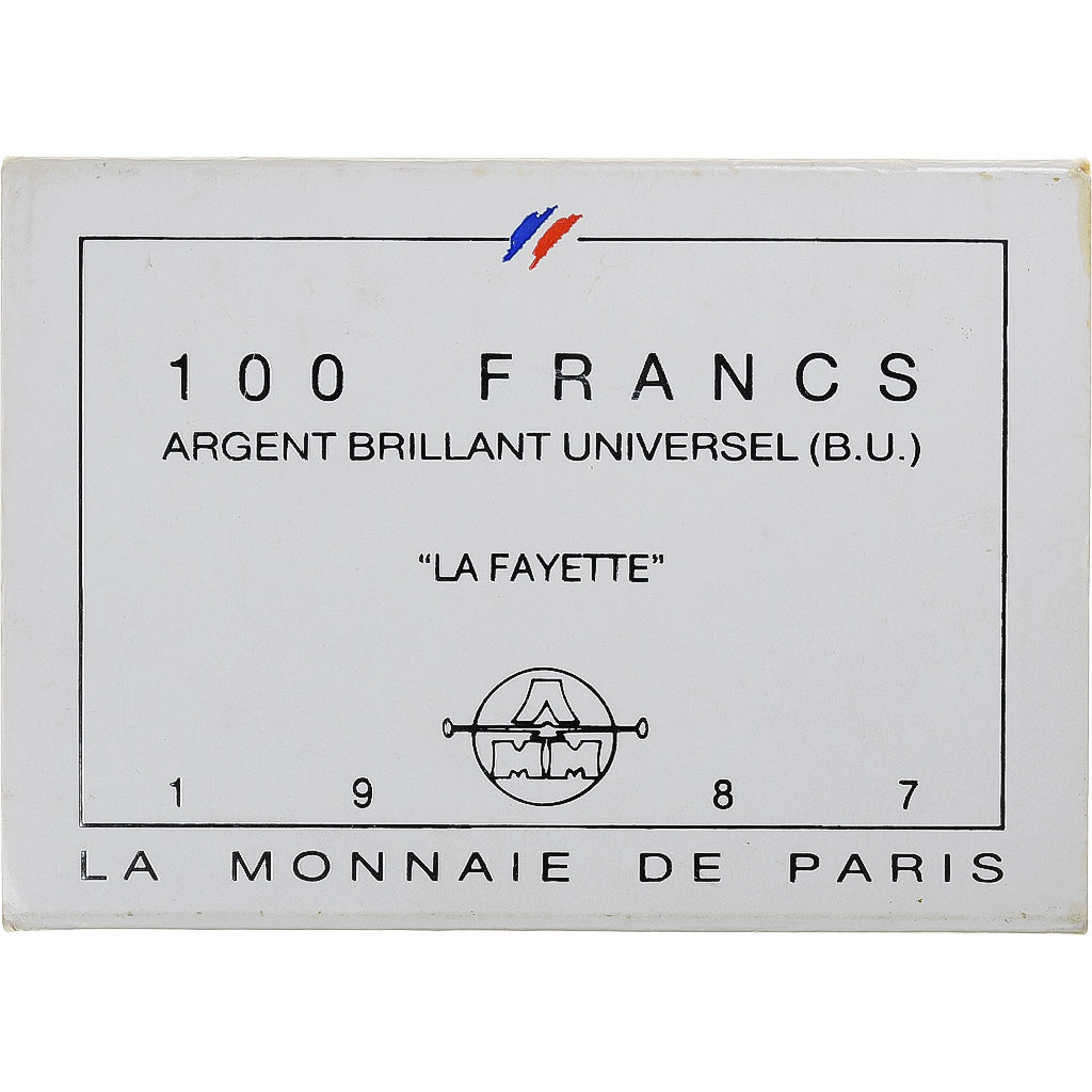 France, 100 Francs, Lafayette, 1987, Paris, BU, Silver, MS(65-70), Gadoury:902